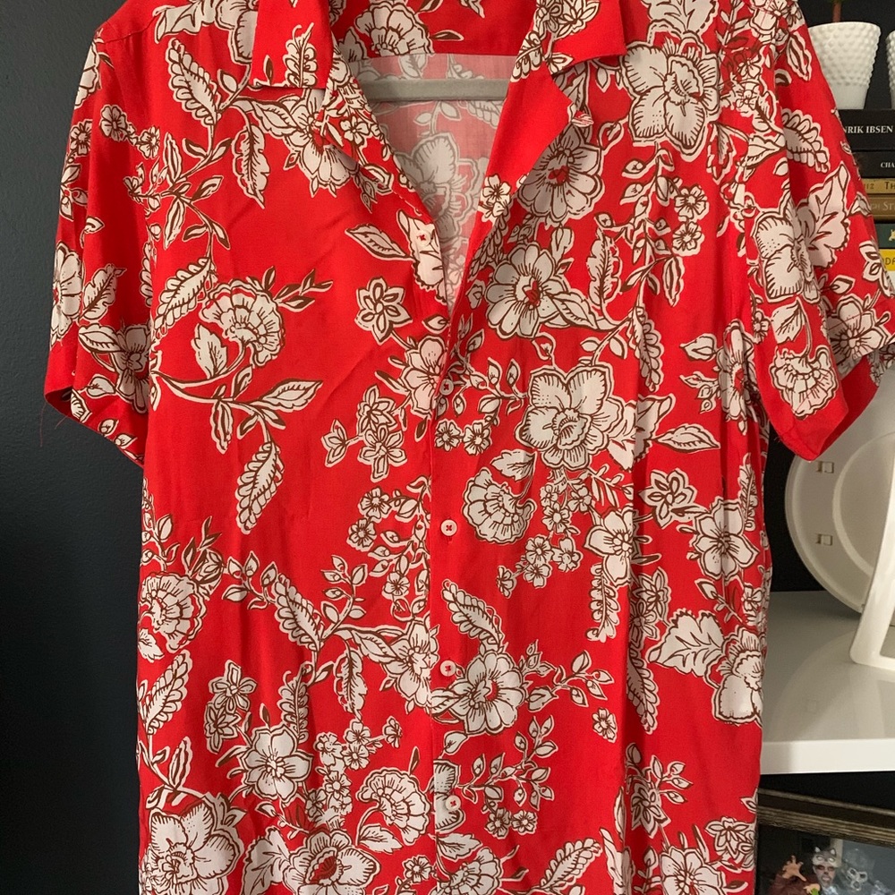 Zara Man Red Floral Shirt